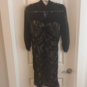 VENUS Black Lace Long Sleeve Dress
